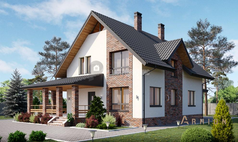 2. Проект одноэтажного дома в европейском стиле с многоскатной кровлей, t-29-01, площадью - 163 кв c мансардой, терассой